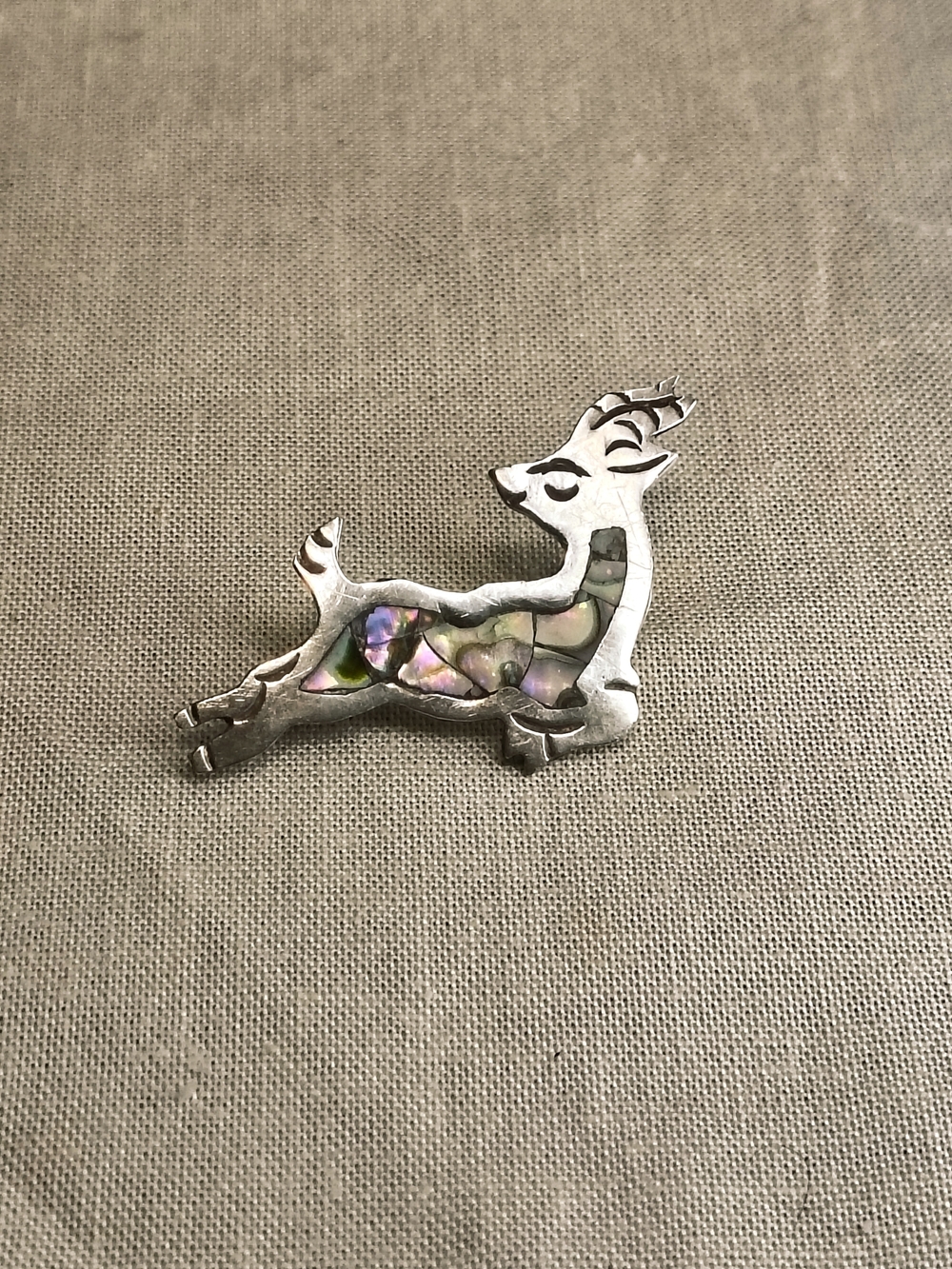 Vtg Taxco Sterling Silver Inlaid Abalone Deer Brooch Pin ARM Eagle 3 Heavy